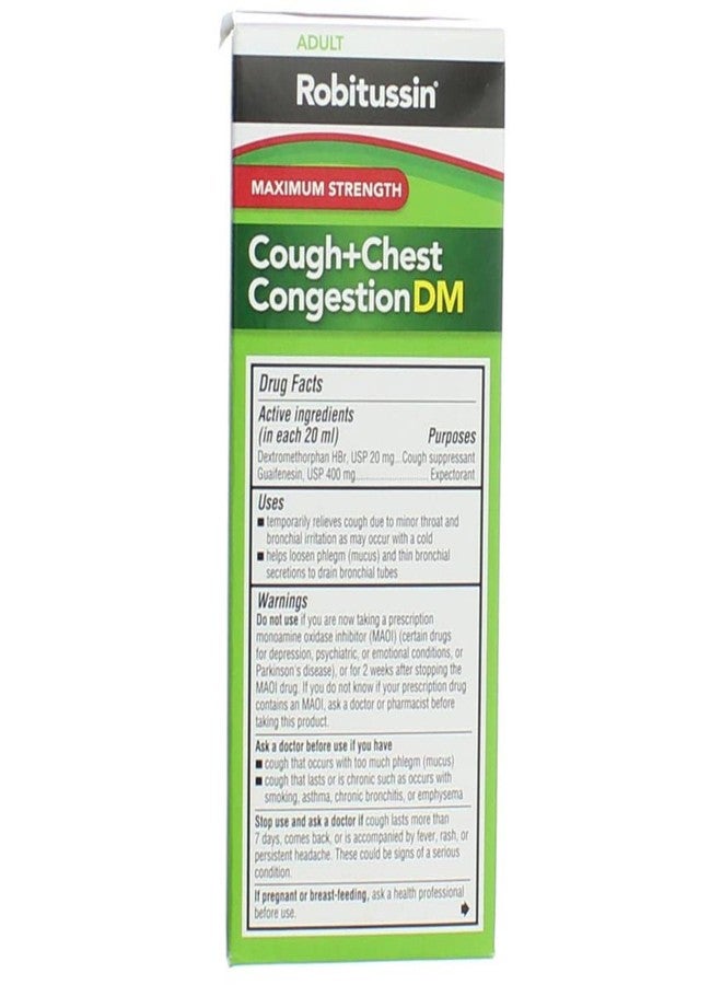 Robitussin Adult Cough+Chest Congestion DM Liquid Maximum Strength - 4 oz, Pack of 3 - Image 3